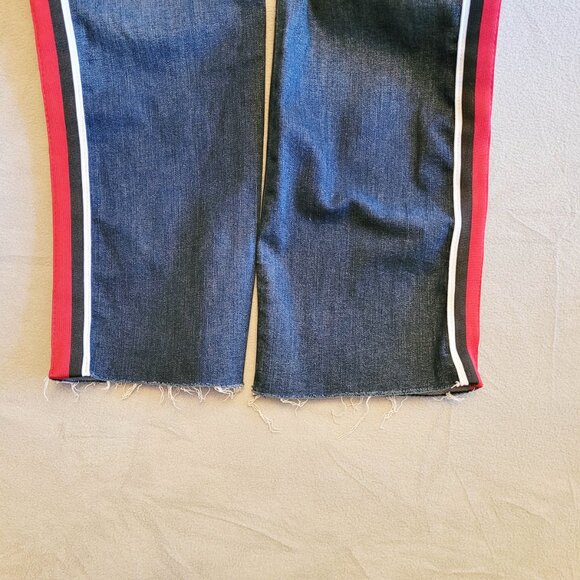 Sanctuary Jeans Size 32/14 Blue Modern Straight Crop High Rise Tuxedo Stripe - Picture 5 of 13